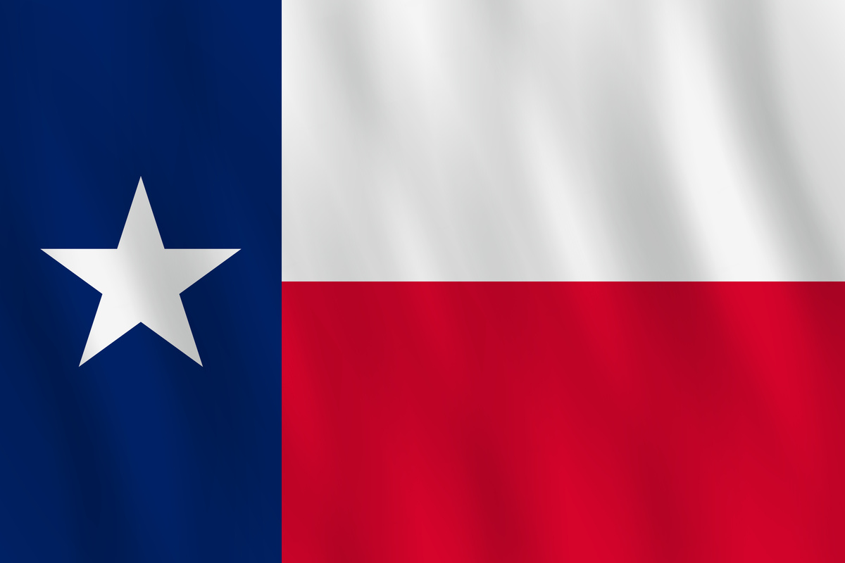 Texas US state flag with waving effect